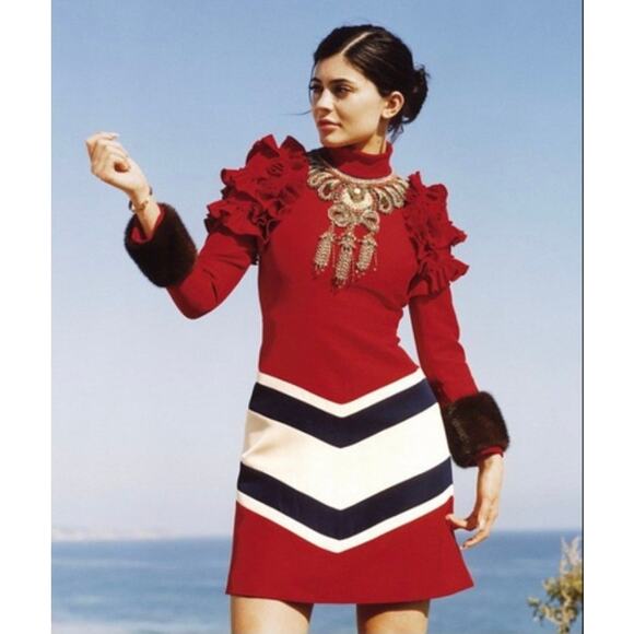 GUCCI Fall 2016 Runway Hibiscus Wool Silk Embroidered Mini Dress 38IT/XS - Picture 9 of 15